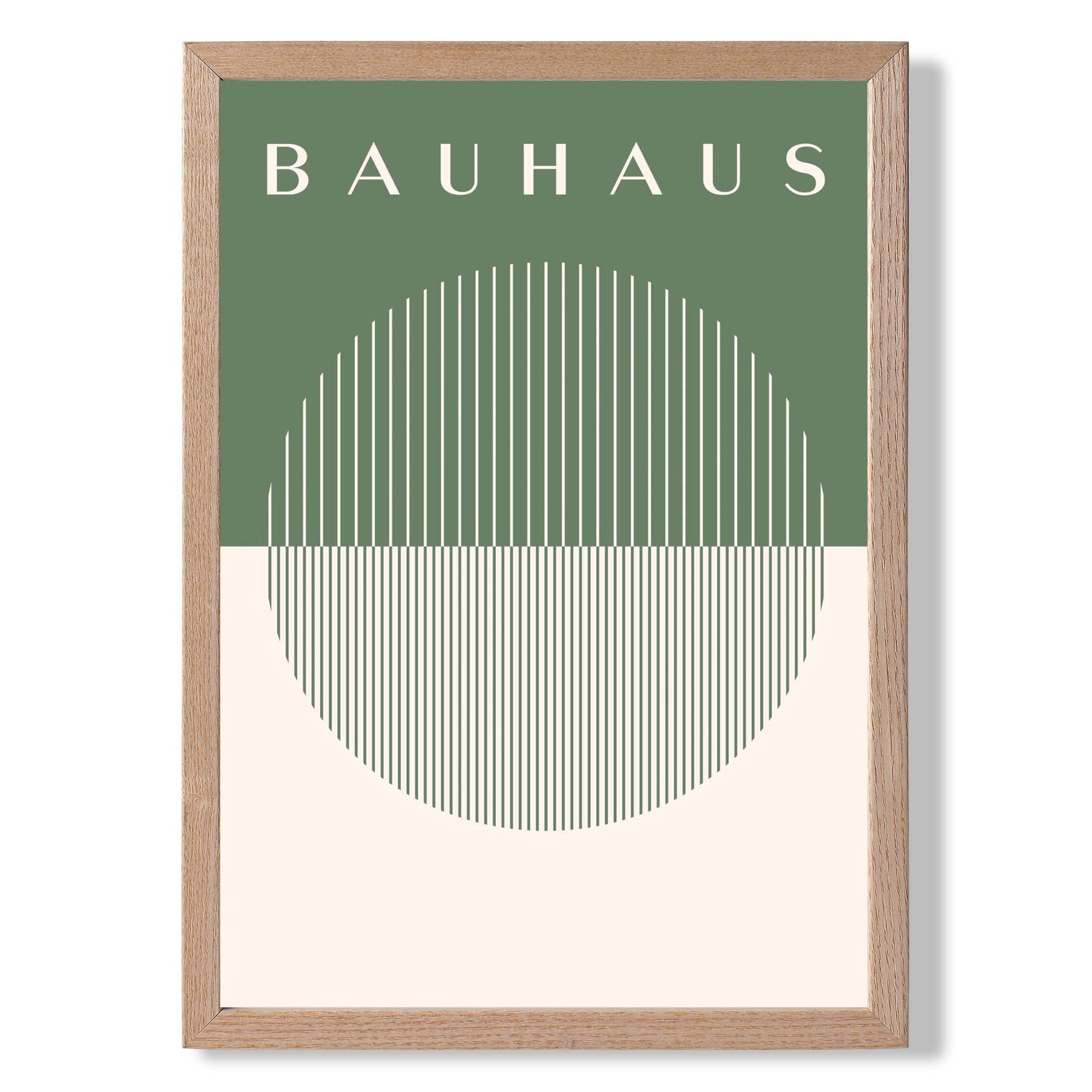Bauhaus Geometric Circles in Green Art Print Wall Art Print