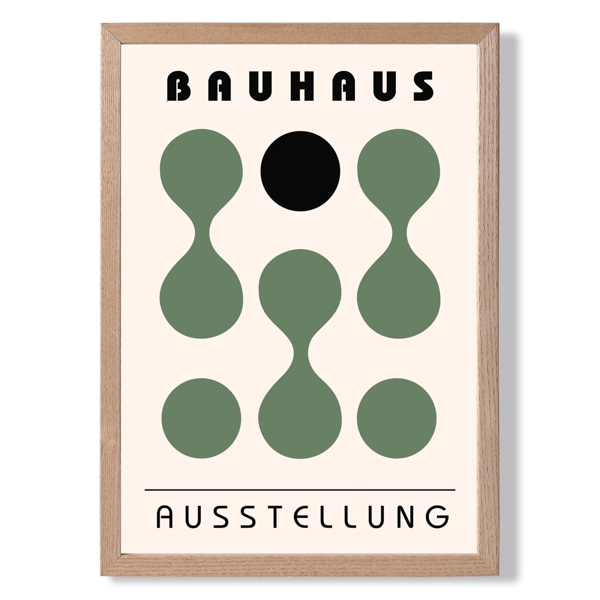 Bauhaus Shapes in Black and Green Art Print Wall Art Print