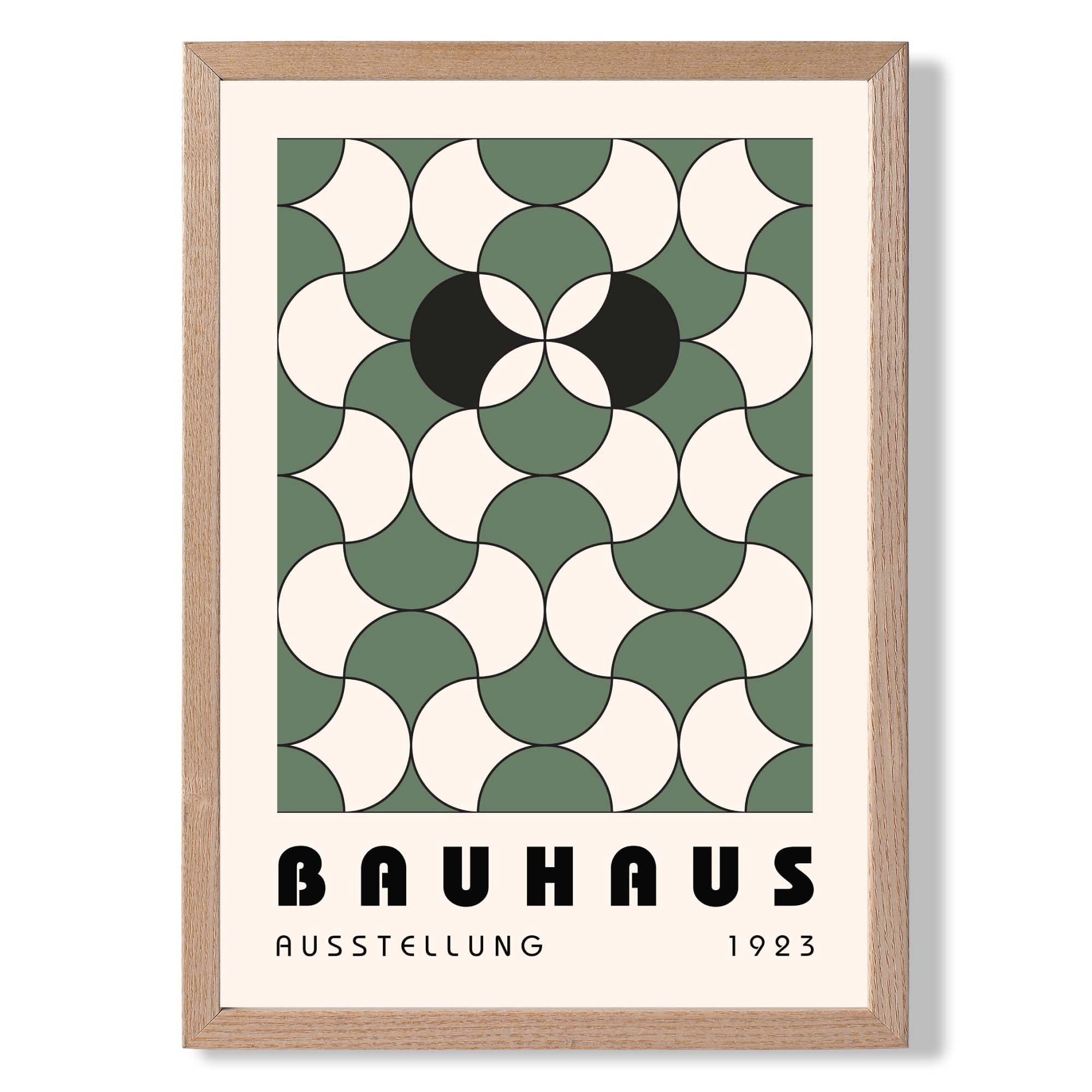 Bauhaus Green and Black Pattern Art Print Wall Art Print