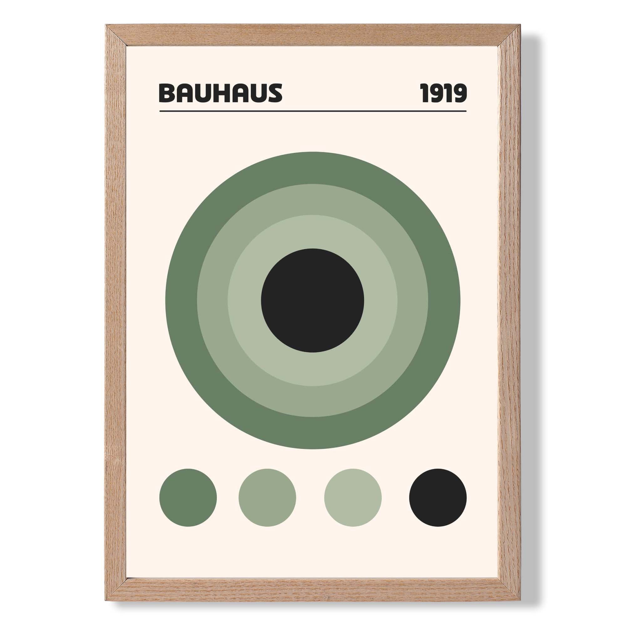 Bauhaus Multi Circles in Green Art Print Wall Art Print