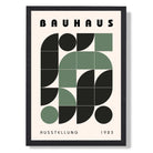 Bauhaus Contemporary Shapes  in Green Art Print print in Black Wooden Frame