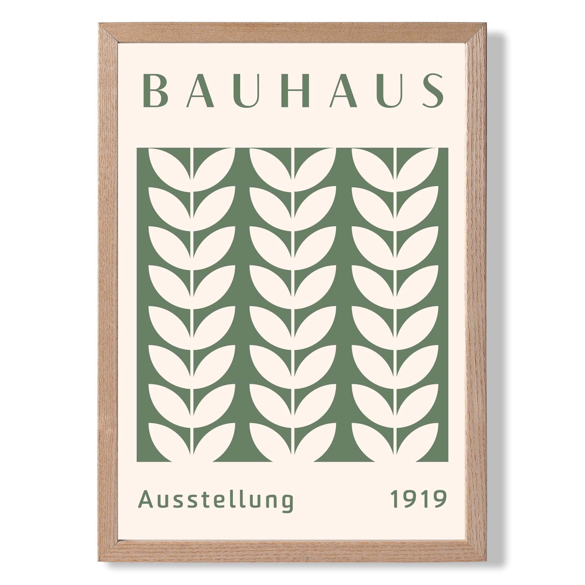 Bauhaus Floral Motif  in Green Art Print Wall Art Print