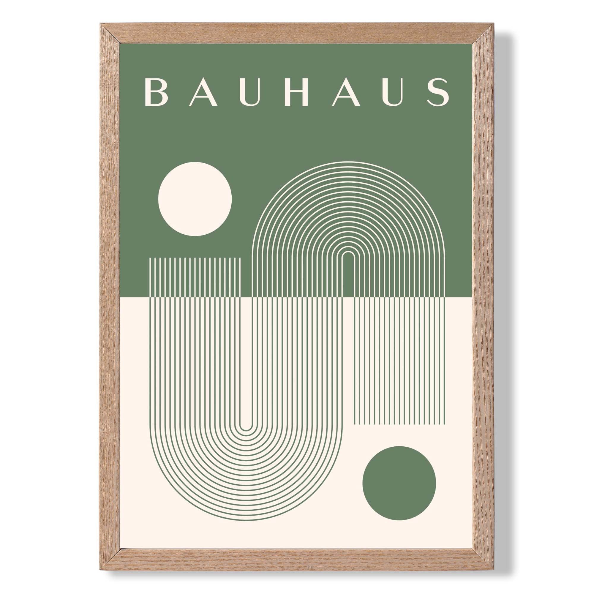 Bauhaus Geometric Spiral in Green Art Print Wall Art Print