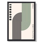 Bauhaus Modern Links in Green Art Print print in Black Wooden Frame