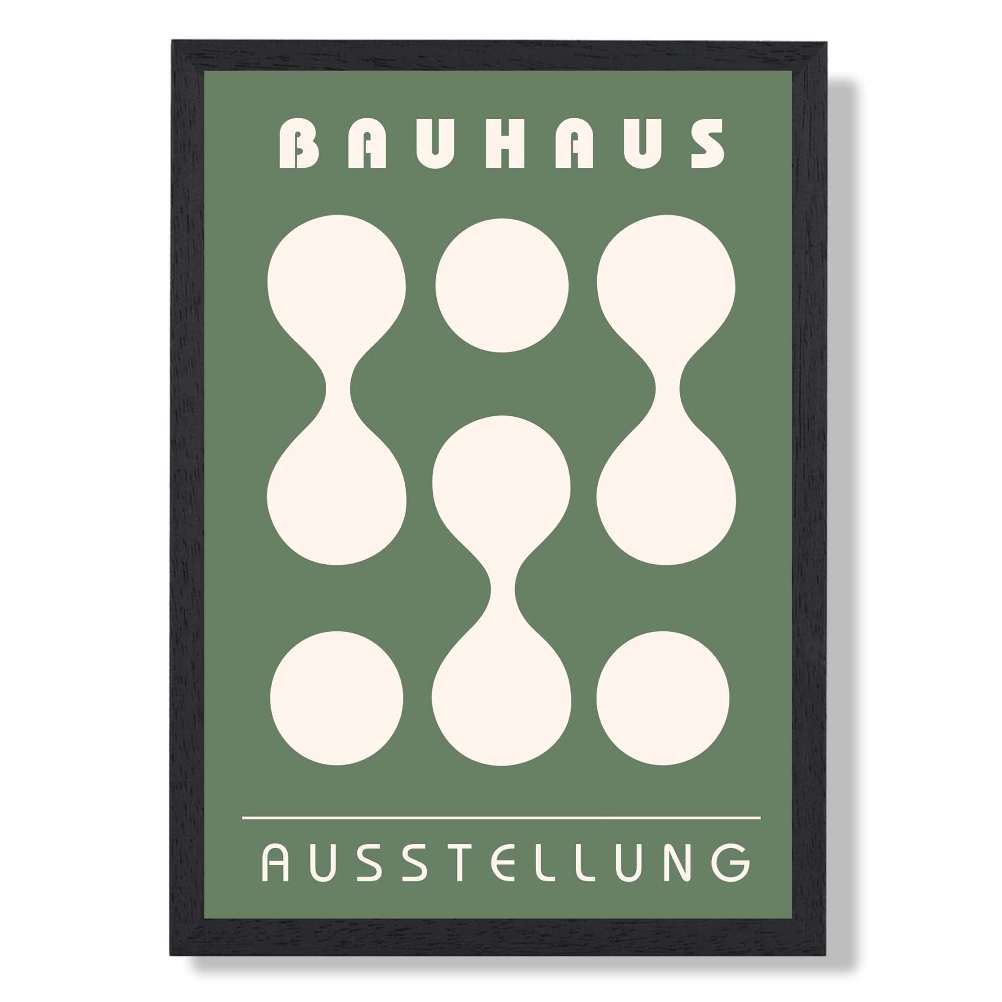 Bauhaus Hour Glass in Green Art Print print in Black Wooden Frame