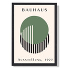 Bauhaus Illusion in Black and Green Art Print print in Black Wooden Frame