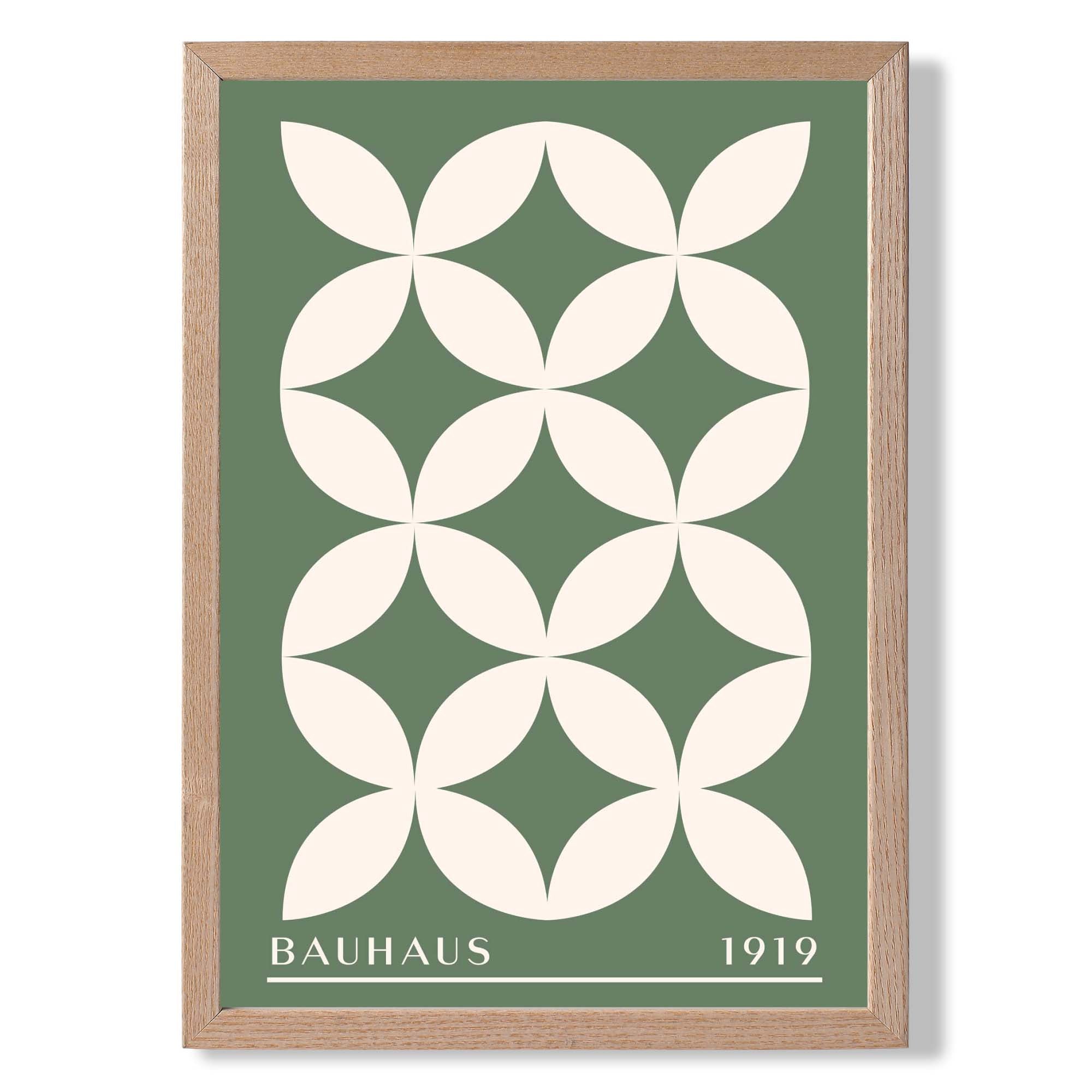 Bauhaus Green Stylised Floral Art Print Wall Art Print