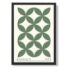 Bauhaus Stylised Floral on Green Art Print print in Black Wooden Frame