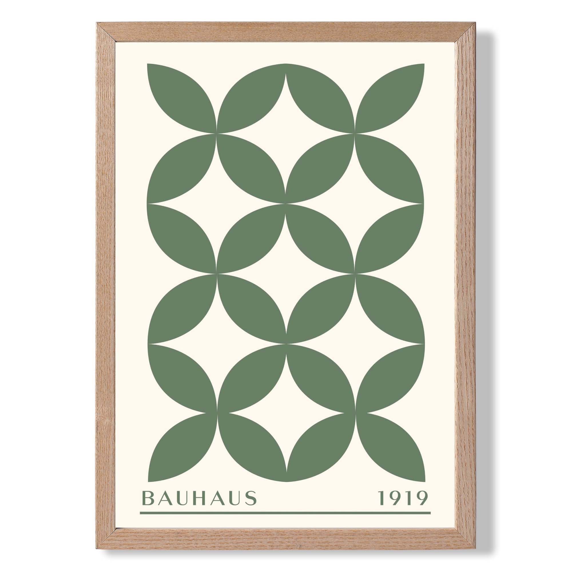 Bauhaus Stylised Floral on Green Art Print Wall Art Print