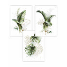 Botanical Set of 3 Green and Gold Floral Wall Art Prints