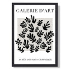 Matisse Floral Cut outs in Black and Grey Art Print print in Black Wooden Frame