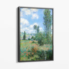 Claude Monet View of Vetheuil Canvas Art Print with Grey Float Frame