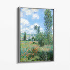 Claude Monet View of Vetheuil Canvas Art Print with Silver Float Frame