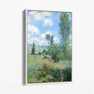 Claude Monet View of Vetheuil Canvas Art Print with White Float Frame