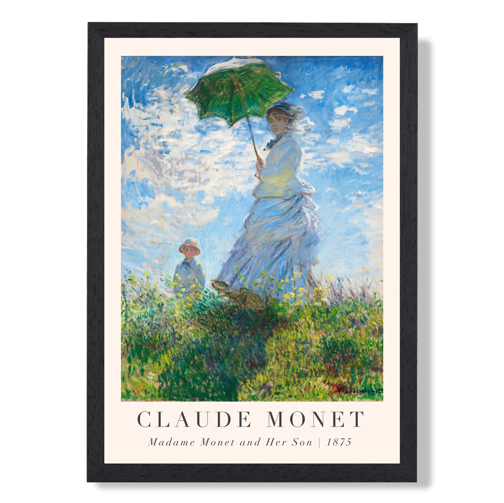 Claude Monet Madame Monet and Her Son print in Black Wooden Frame