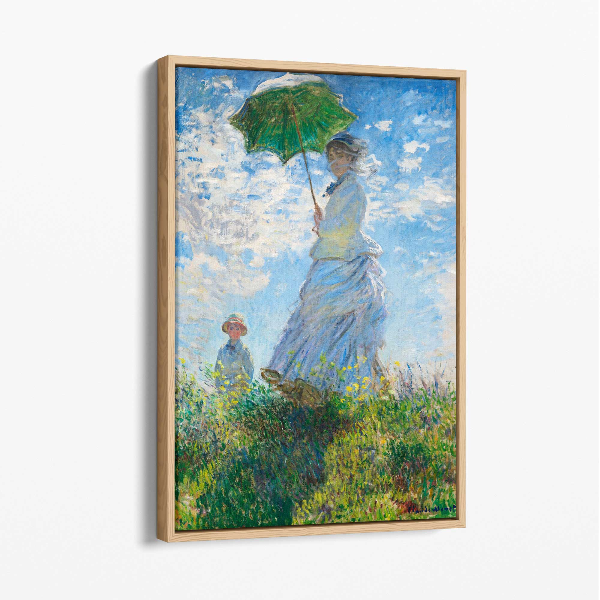 Claude Monet Madame Monet and Her Son Canvas Art Print with Oak Float Frame