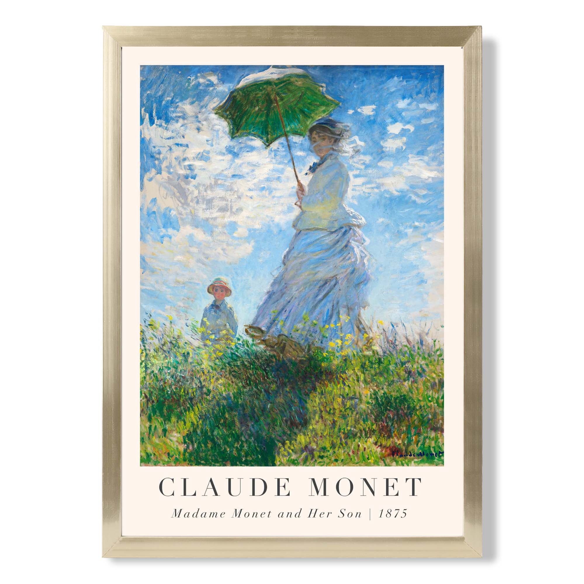 Claude Monet Madame Monet and Her Son print in Gold Wooden Frame