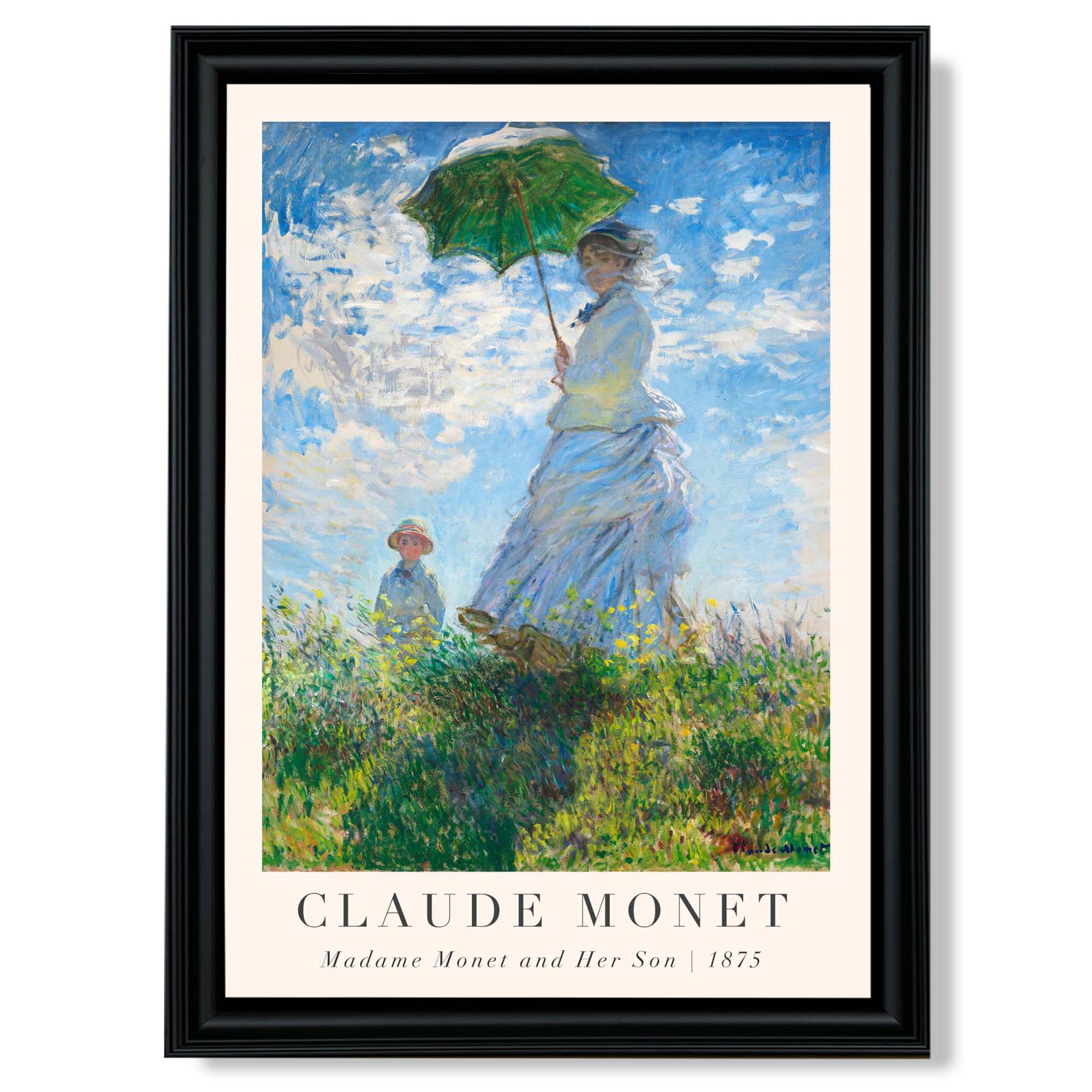 Claude Monet Madame Monet and Her Son print in Black Scoop Frame