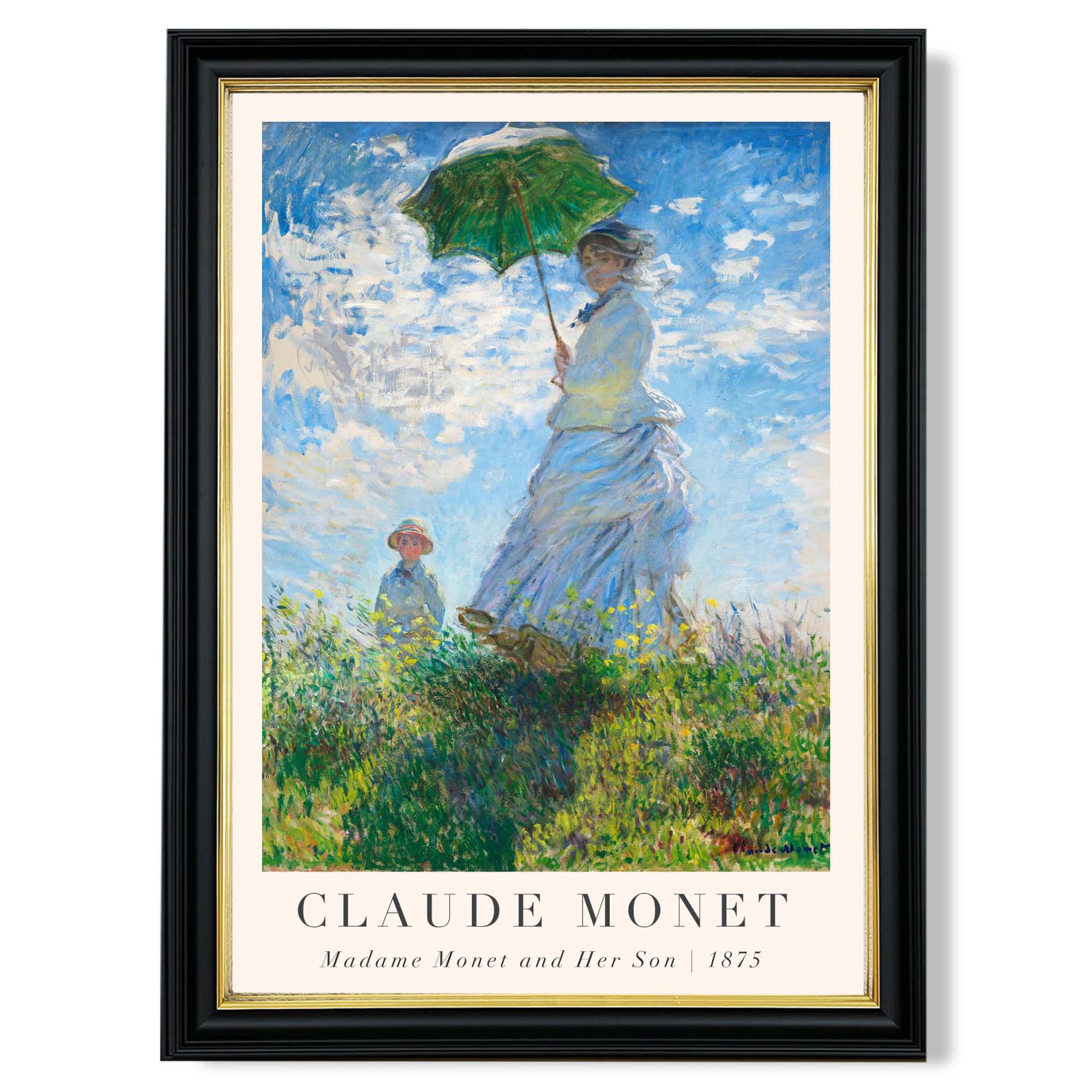 Claude Monet Madame Monet and Her Son print in Black and Gold Frame
