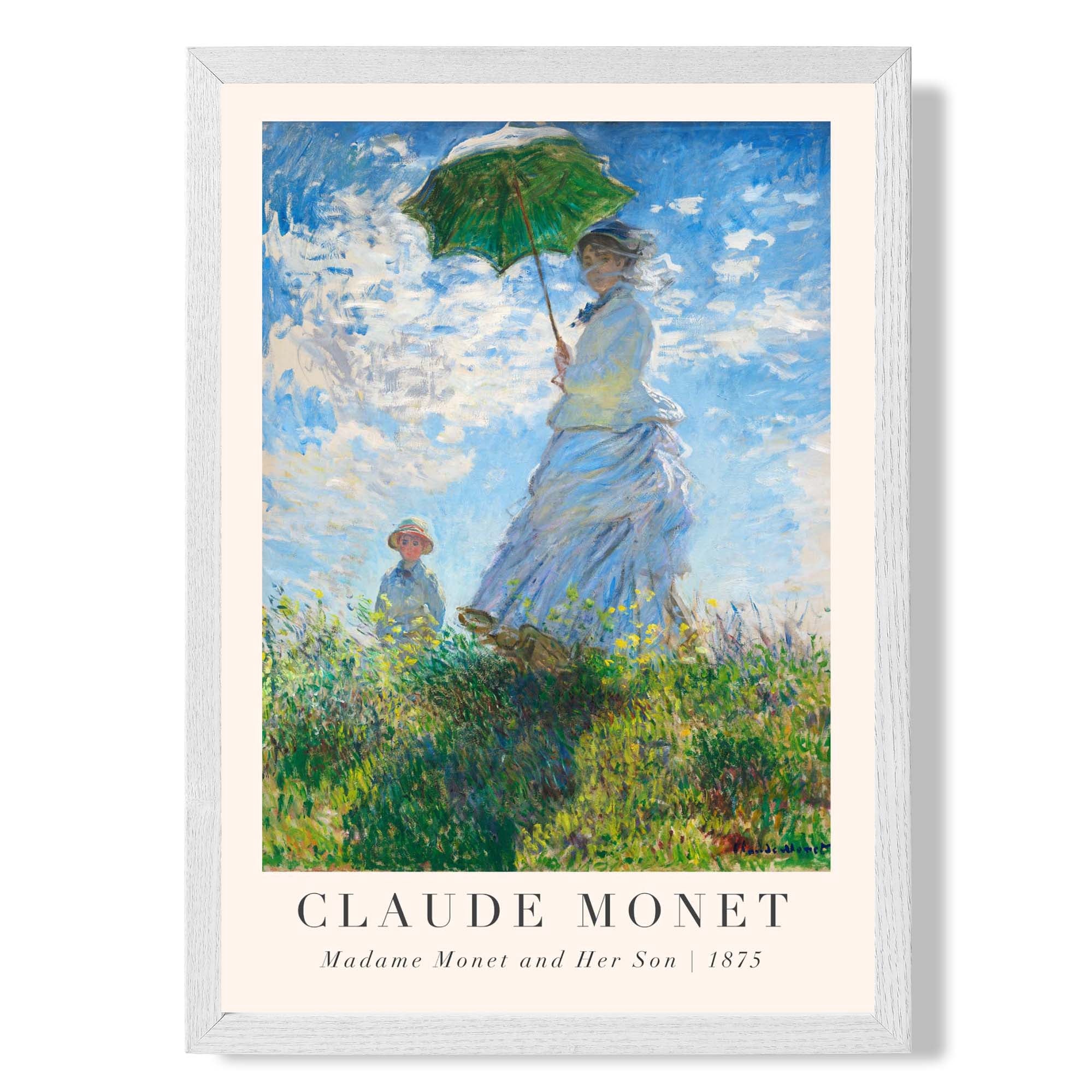 Claude Monet Madame Monet and Her Son print in White Wooden Frame
