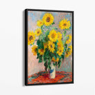 Claude Monet Bouquet of Sunflowers Canvas Art Print with Black Float Frame