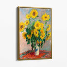 Claude Monet Bouquet of Sunflowers Canvas Art Print with Gold Float Frame
