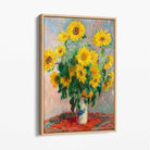 Claude Monet Bouquet of Sunflowers Canvas Art Print with Oak Float Frame