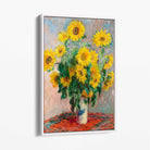 Claude Monet Bouquet of Sunflowers Canvas Art Print with White Float Frame