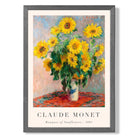 Claude Monet Bouquet of Sunflowers print in Dark Grey Wooden Frame