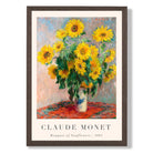 Claude Monet Bouquet of Sunflowers print in Dark Wooden Frame