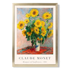 Claude Monet Bouquet of Sunflowers print in Gold Wooden Frame