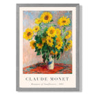 Claude Monet Bouquet of Sunflowers print in Light Grey Wooden Frame