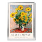 Claude Monet Bouquet of Sunflowers print in Silver Wooden Frame