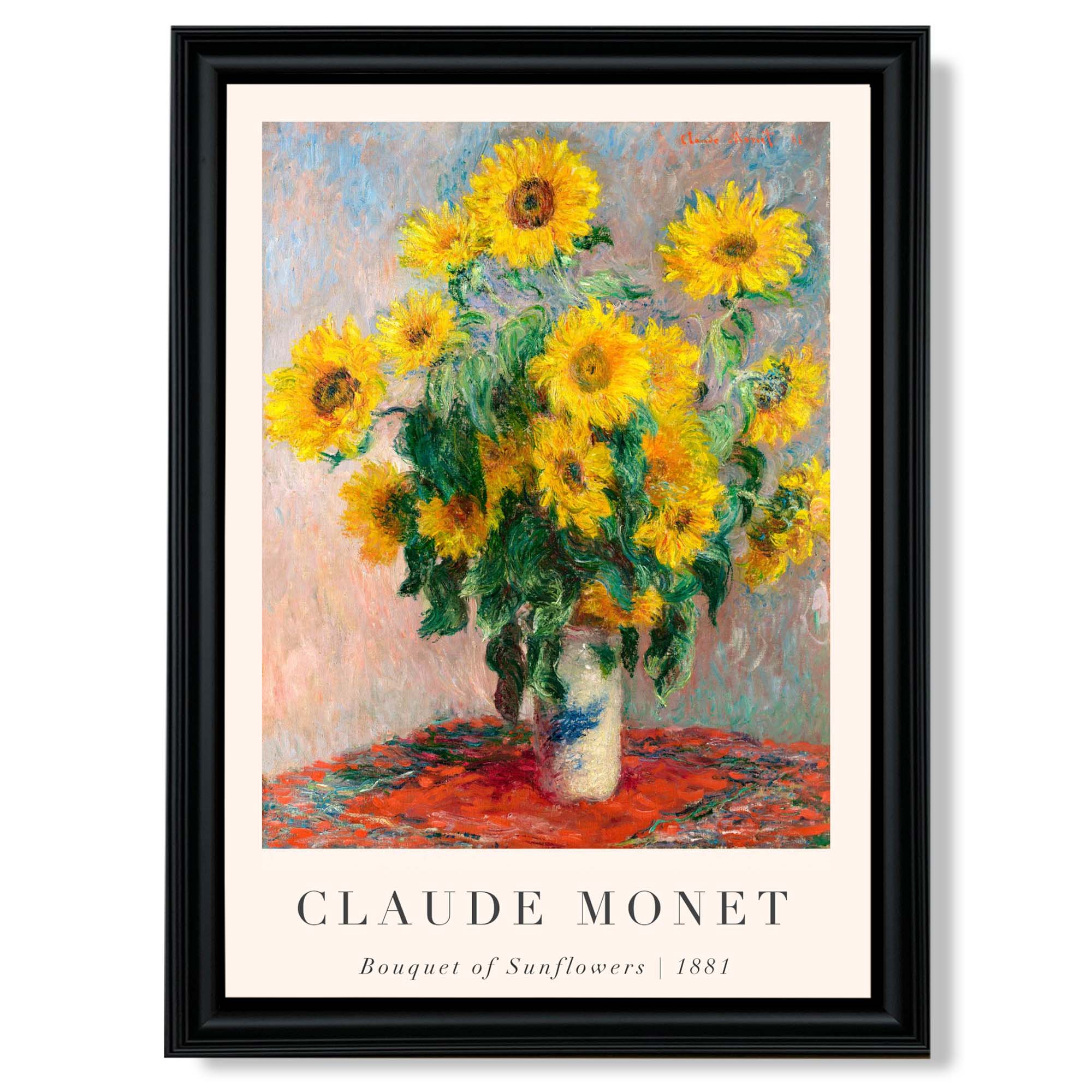 Claude Monet Bouquet of Sunflowers print in Black Scoop Frame