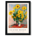 Claude Monet Bouquet of Sunflowers print in Black and silver Frame
