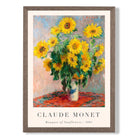 Claude Monet Bouquet of Sunflowers print in Walnut Wooden Frame
