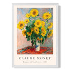 Claude Monet Bouquet of Sunflowers print in White Wooden Frame
