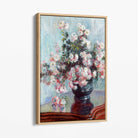 Claude Monet Crysanthemums Canvas Art Print with Oak Float Frame