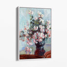 Claude Monet Crysanthemums Canvas Art Print with White Float Frame