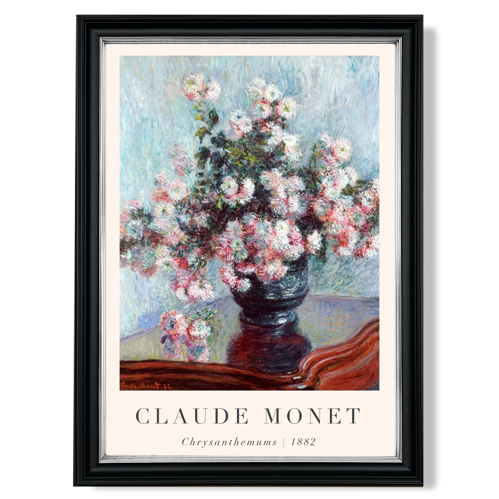 Claude Monet Crysanthemums print in Black and silver Frame