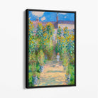 Claude Monet The Artist's Garden at Vetheuil Canvas Art Print with Black Float Frame
