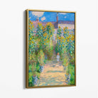 Claude Monet The Artist's Garden at Vetheuil Canvas Art Print with Gold Float Frame