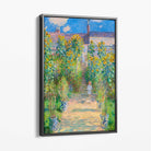 Claude Monet The Artist's Garden at Vetheuil Canvas Art Print with Grey Float Frame