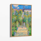 Claude Monet The Artist's Garden at Vetheuil Canvas Art Print with Oak Float Frame