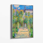Claude Monet The Artist's Garden at Vetheuil Canvas Art Print with Silver Float Frame