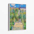 Claude Monet The Artist's Garden at Vetheuil Canvas Art Print with White Float Frame