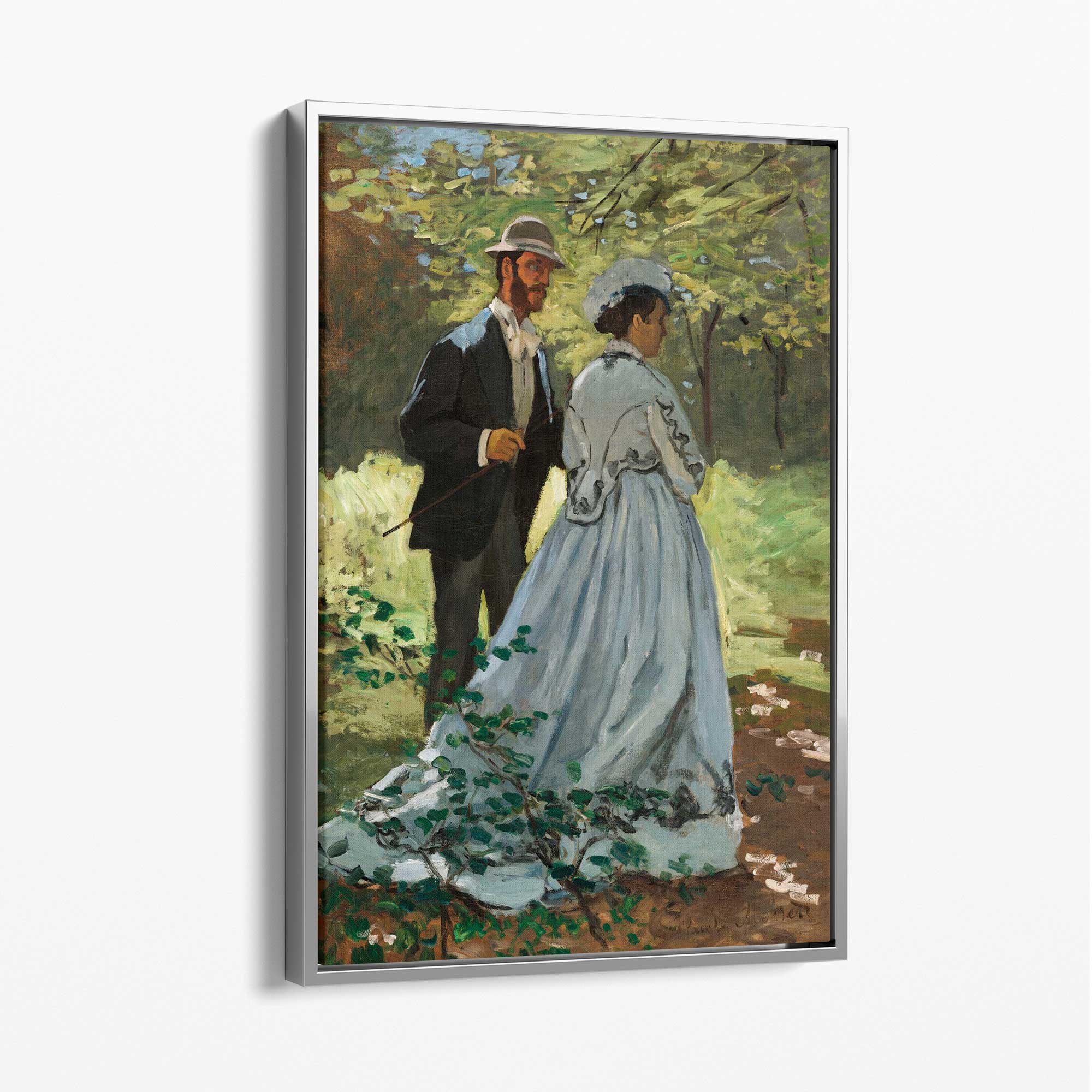 Claude Monet The Seine at Vetheuil Canvas Art Print with Silver Float Frame