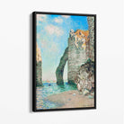 Claude Monet The Cliffs at Etretat Canvas Art Print with Black Float Frame