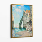 Claude Monet The Cliffs at Etretat Canvas Art Print with Gold Float Frame
