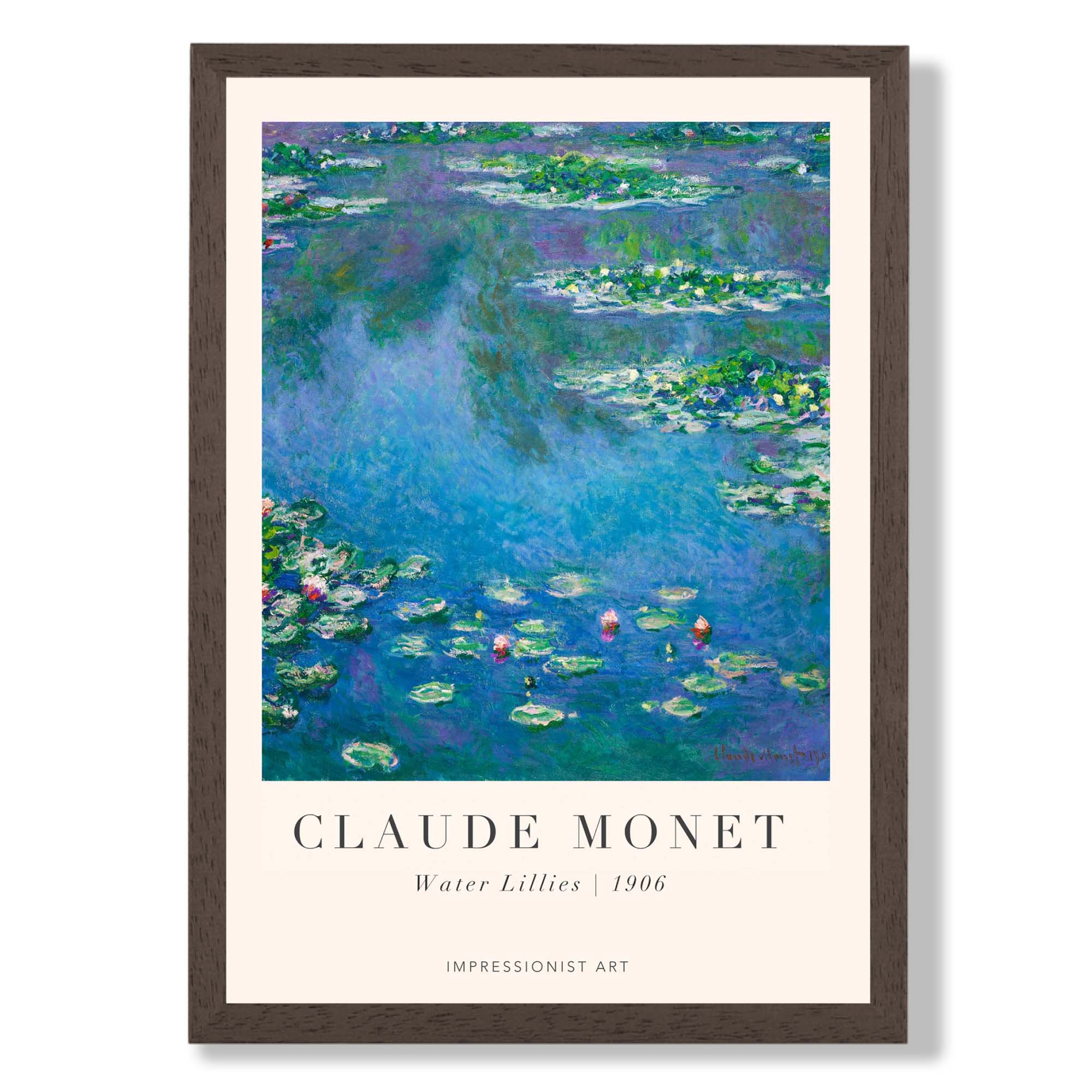 Claude Monet Water Lillies print in Dark Wooden Frame